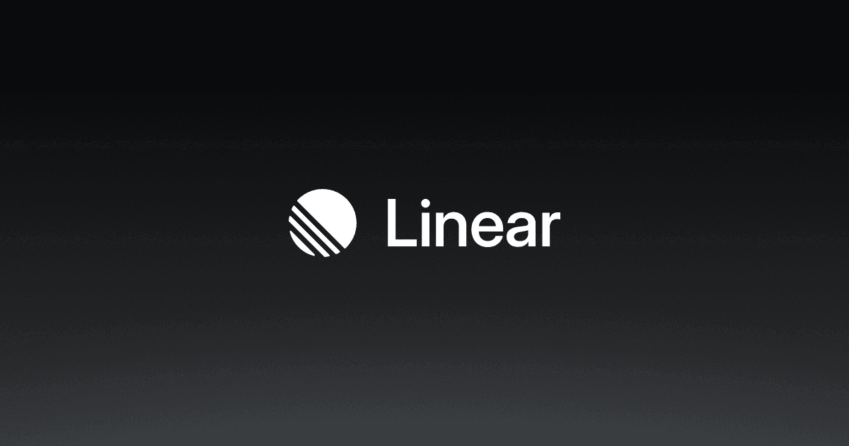 Linear's homepage Open Graph image: a black 1200 by 630 field and a wordmark