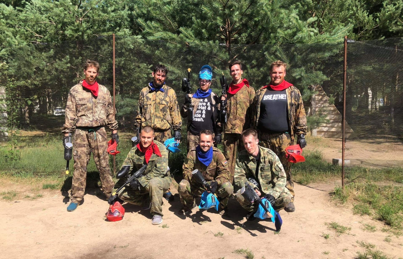 After playing paintball during the bachelor party. Lithuania