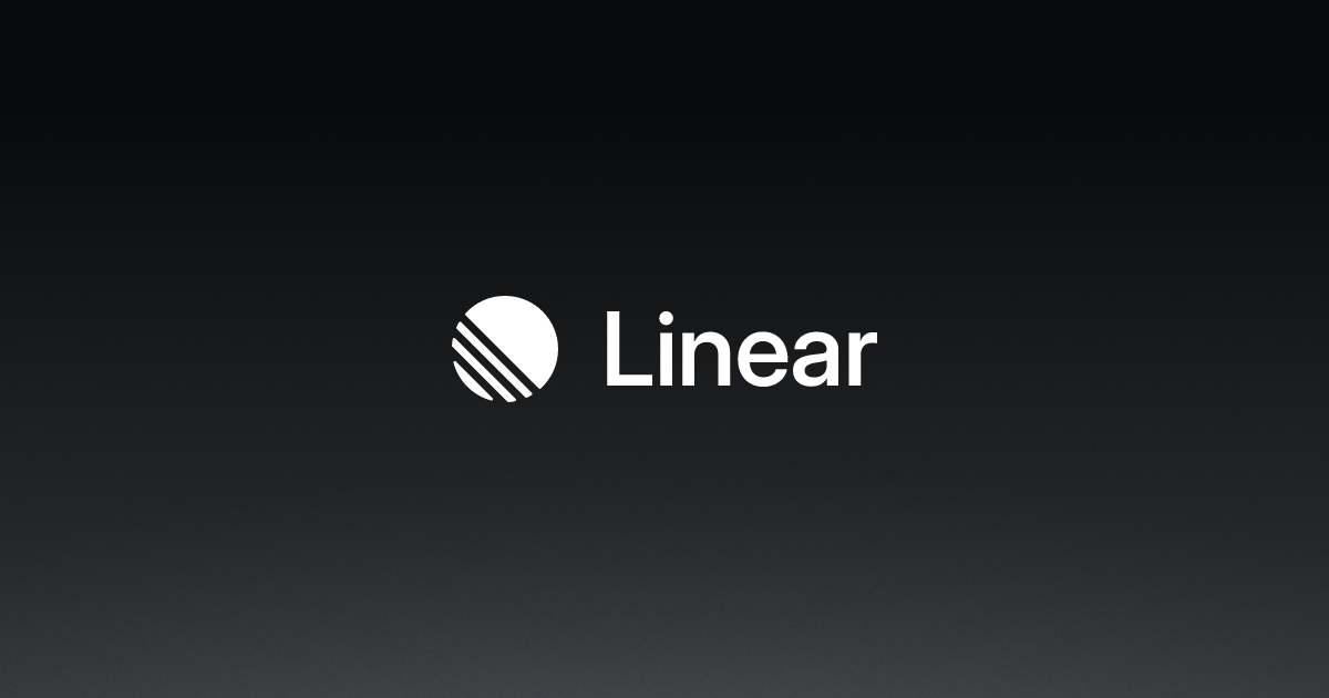 Linear's homepage Open Graph image: a black 1200 by 630 field and a wordmark